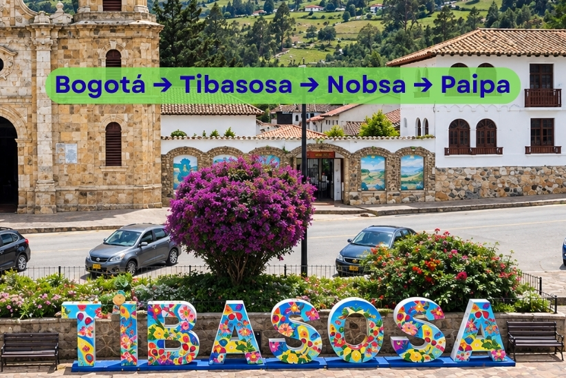 Plaza de Tibasosa en la ruta por Boyacá